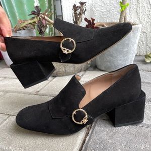 Tory Burch Black Suede Heeled Loafer